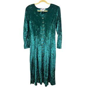 Vintage Velvet Dress 16 Green Retro Grunge Holiday 90s Goth Whimsigoth Bewitched